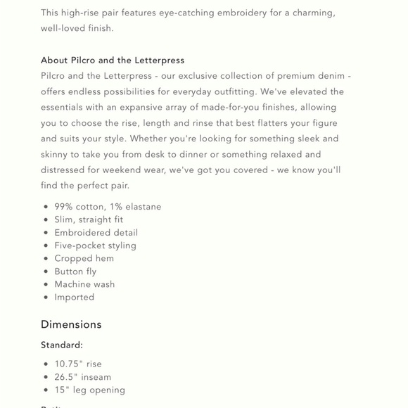 Anthropologie Pilcro Embroidered Ultra High Rise Slim Straight Denim Jeans - Picture 5 of 14